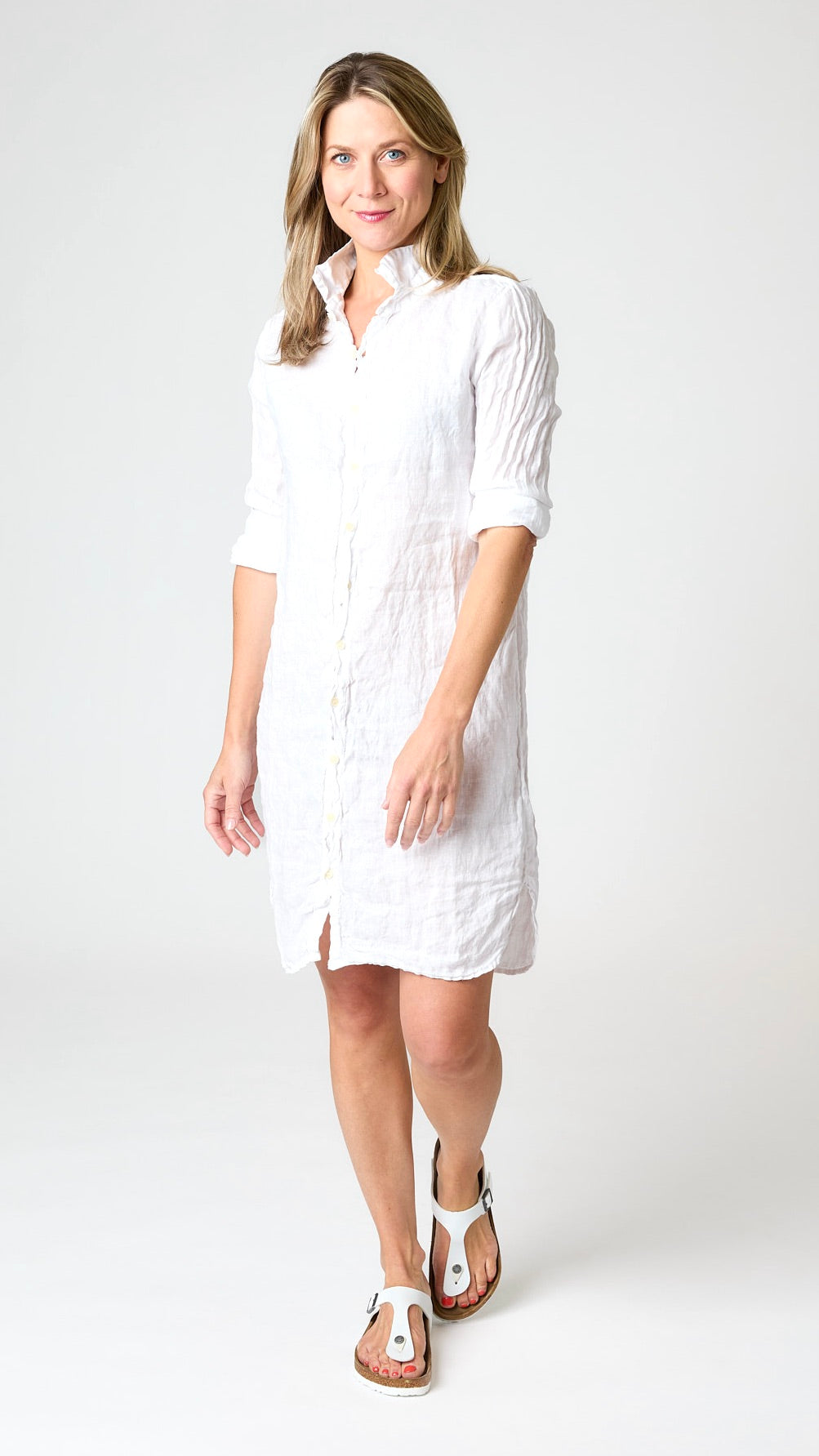 LLEA BLUE Zumi Shirt Dress - White