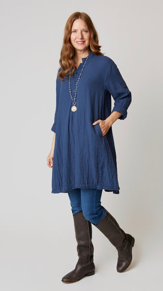 CP Shades Jasmine Tunic Dress - Indigo Linen Twill