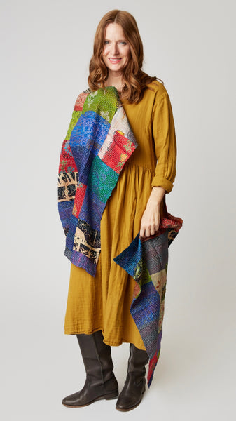 Silk Kantha Patchwork Shawl/Runner