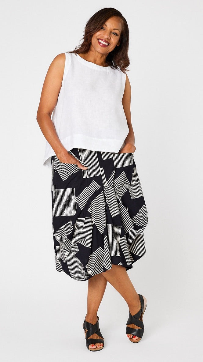 Hanky Linen Hi-Lo Button Back Tank