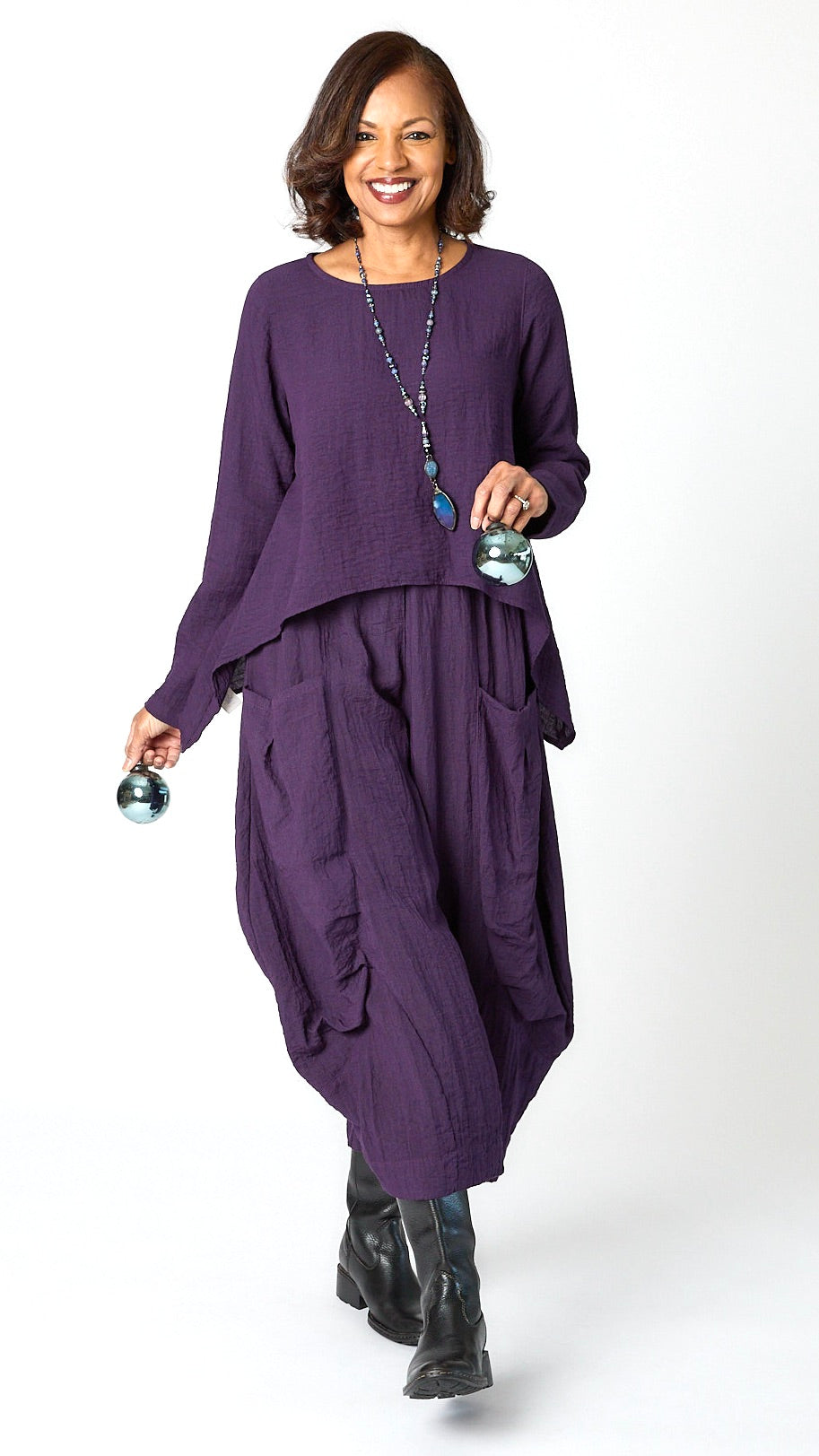 Gerties 11 Stitch Double Pocket Pant - Travel Rayon - Eggplant