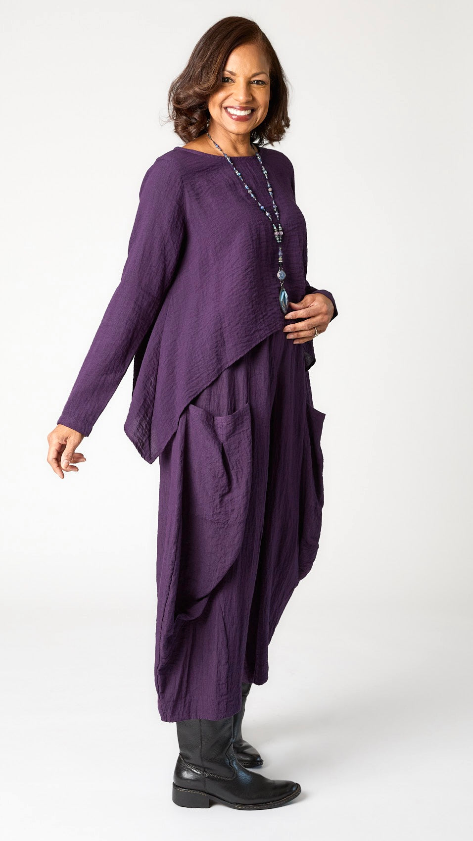 Gerties 11 Stitch Double Pocket Pant - Travel Rayon - Eggplant