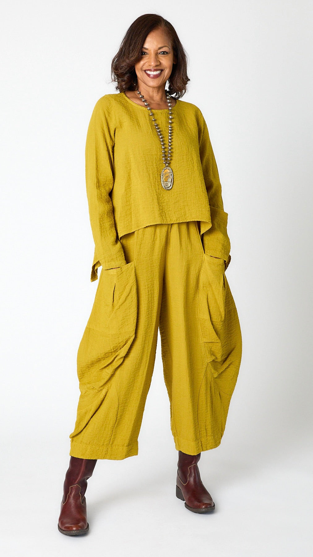 Gerties 11 Stitch Double Pocket Pant - Travel Rayon - Kiwi and Black