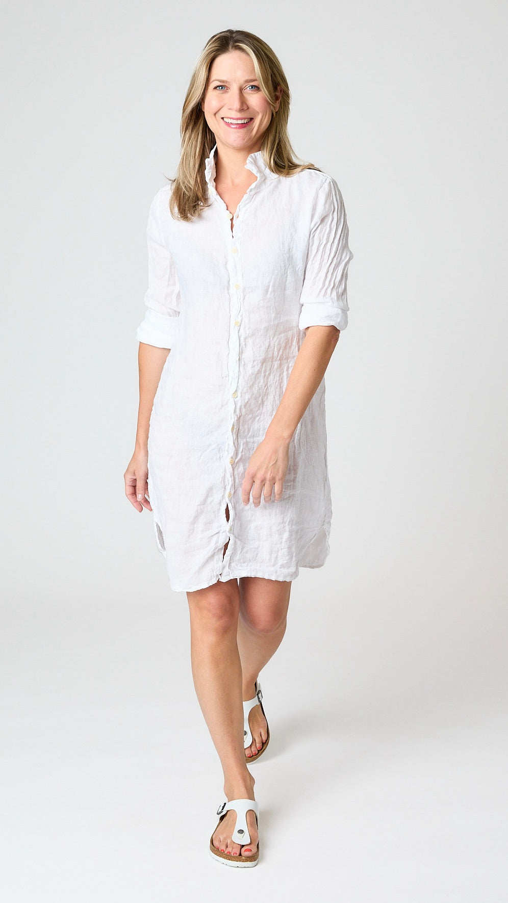 LLEA BLUE Zumi Shirt Dress - White