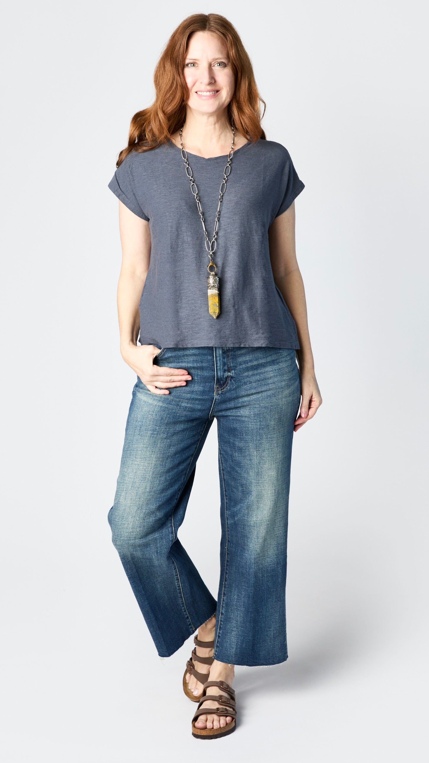 Aberdeen Dark Vintage Wash Denim Wide Legged Jean