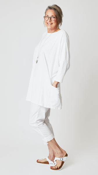 Organic Poplin Tapered Cropped Pant