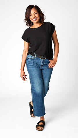 Oliver Logan Aberdeen Dark Vintage Wash Denim Wide Legged Jean