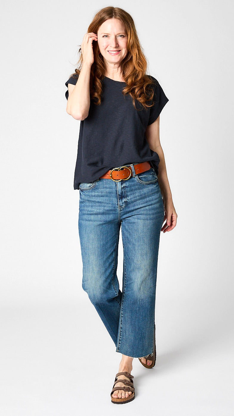 Aberdeen Dark Vintage Wash Denim Wide Legged Jean