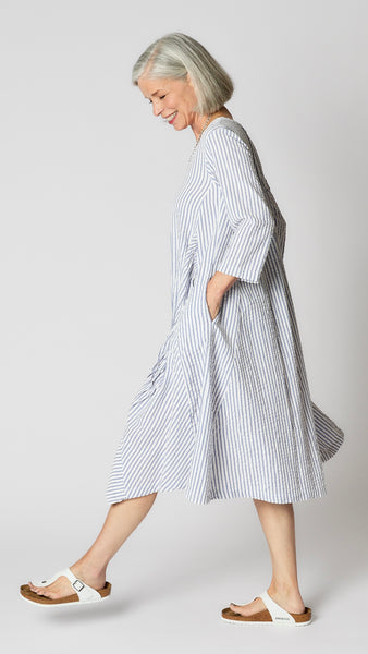 Lexie Dress in Marina and White Seersucker