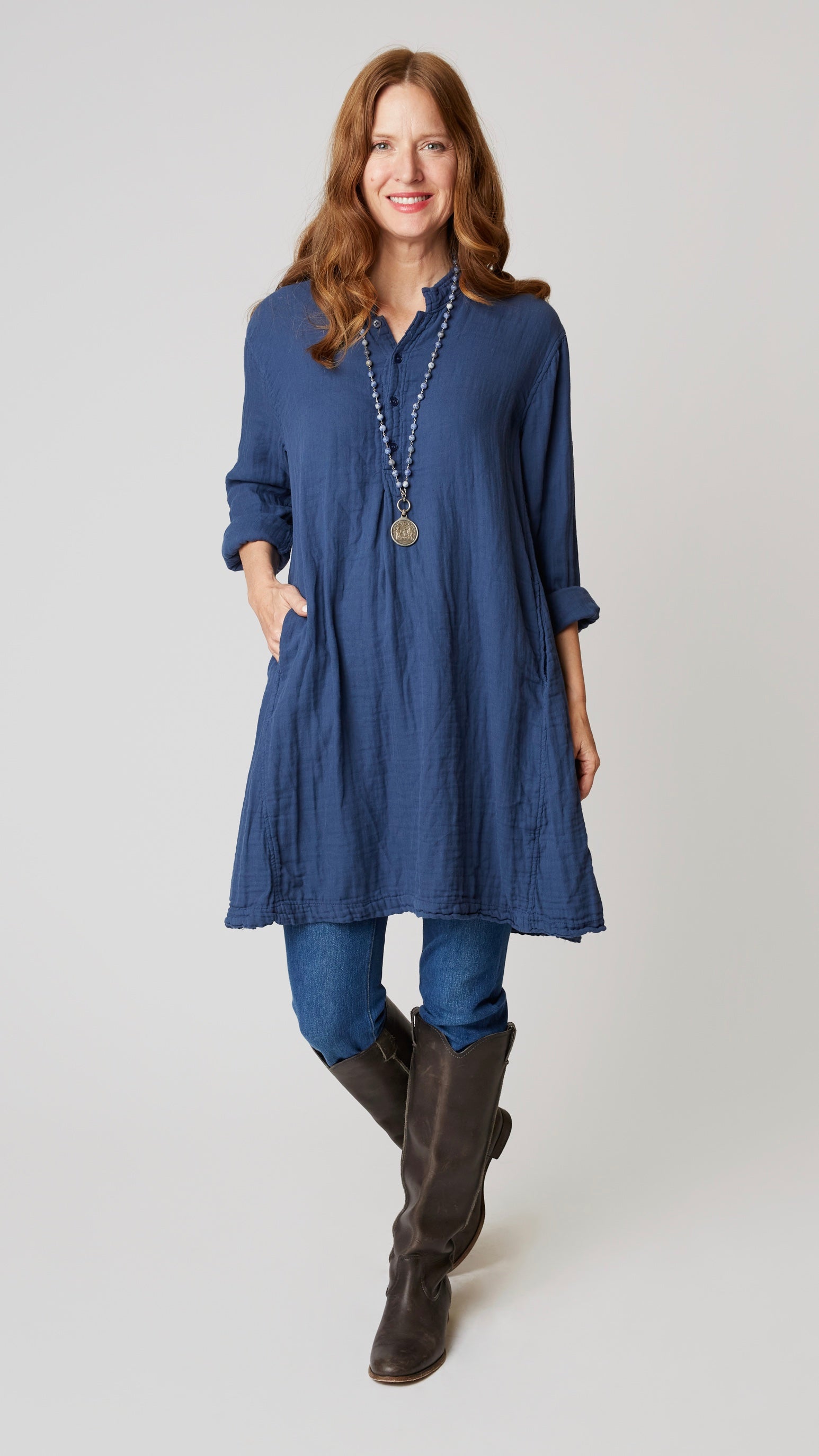 Llea Blue Jasmine  - Indigo Linen Twill