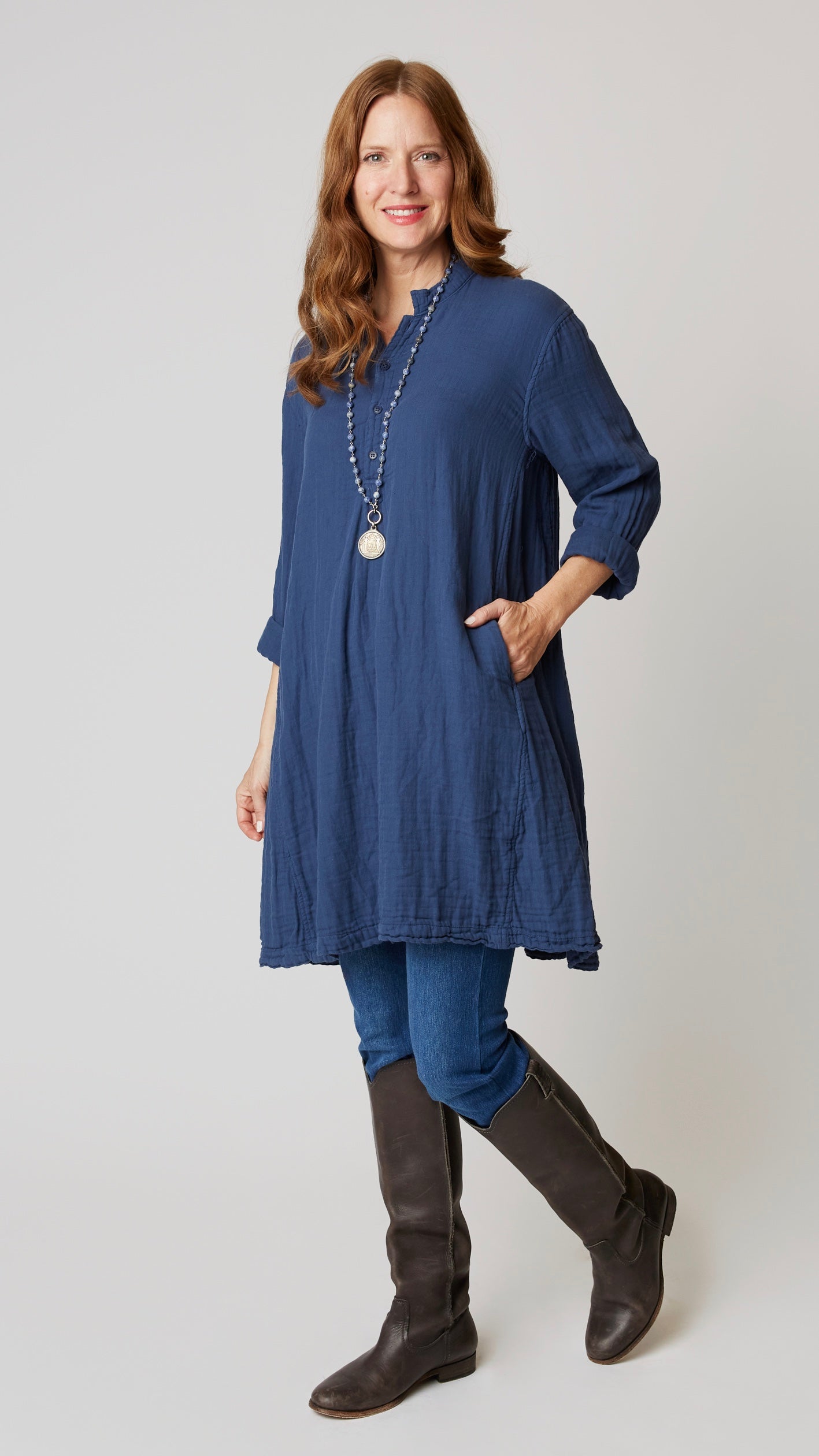 Llea Blue Jasmine  - Indigo Linen Twill