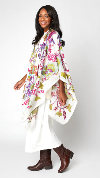 Jasmine Embroidered Wool Ruana
