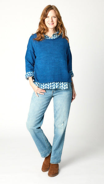 Flora Cotton Pullover Indigo Yarn Dye